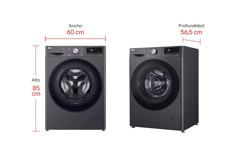 Lavadora LG wd12mvc5s6,dimensiones